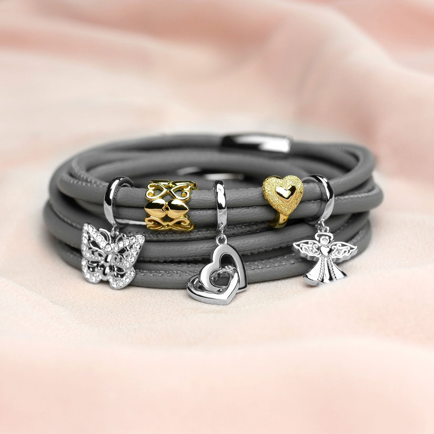 Connected Hearts Charm-Anhänger Silber