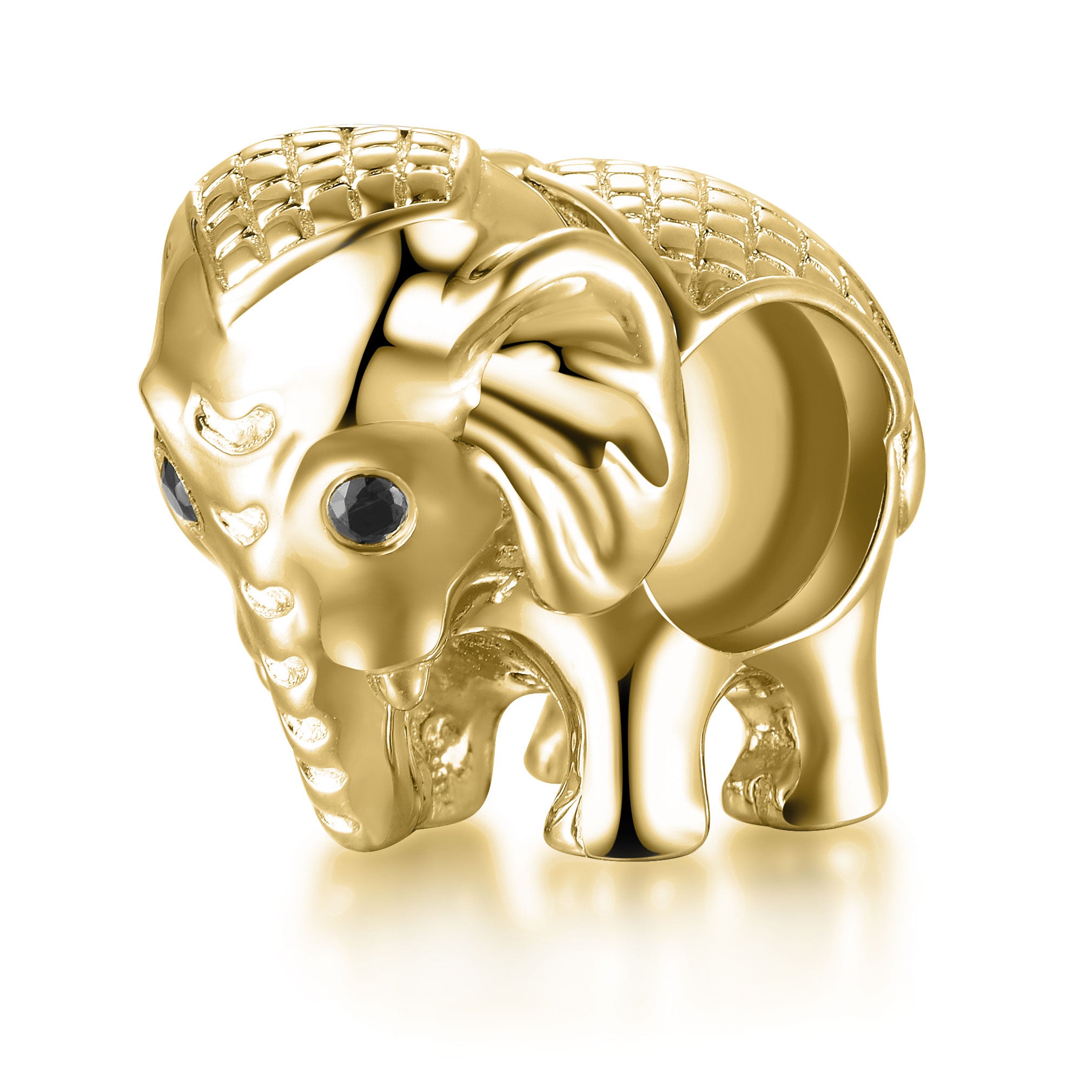 Elefant Charm Gold von Seite