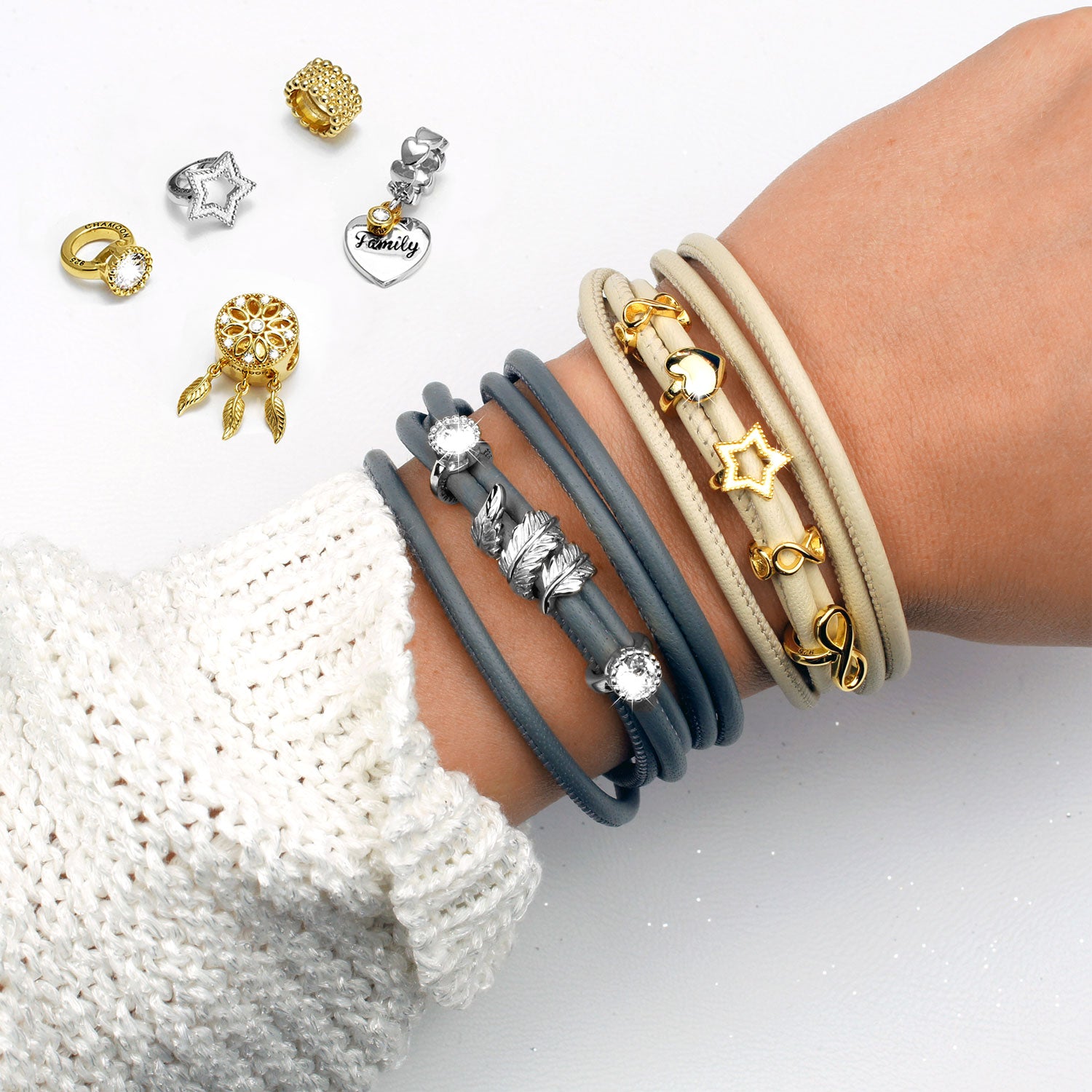 glitzer charm silber