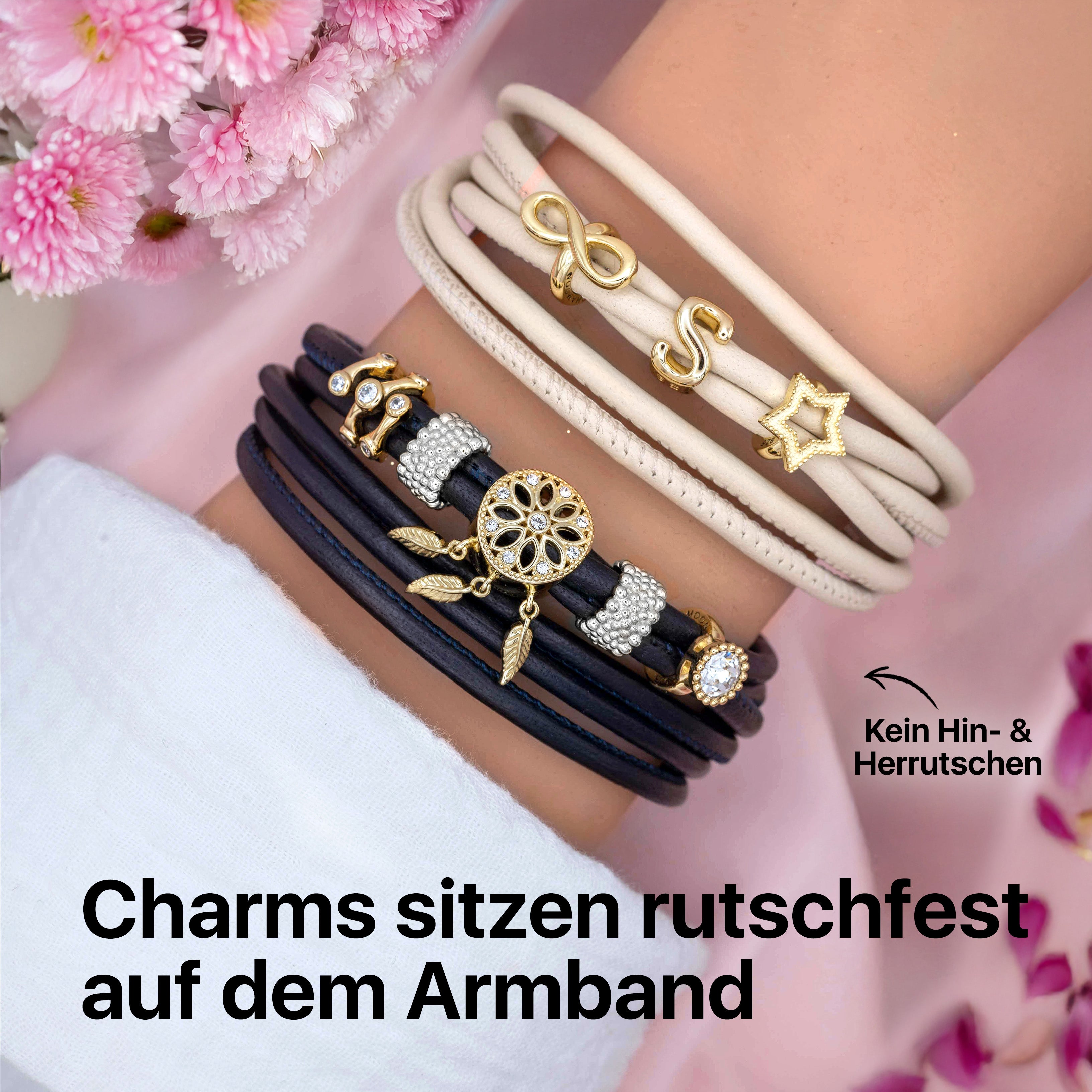 Startangebot: Lederarmband Midnight Blau + Charm geschenkt