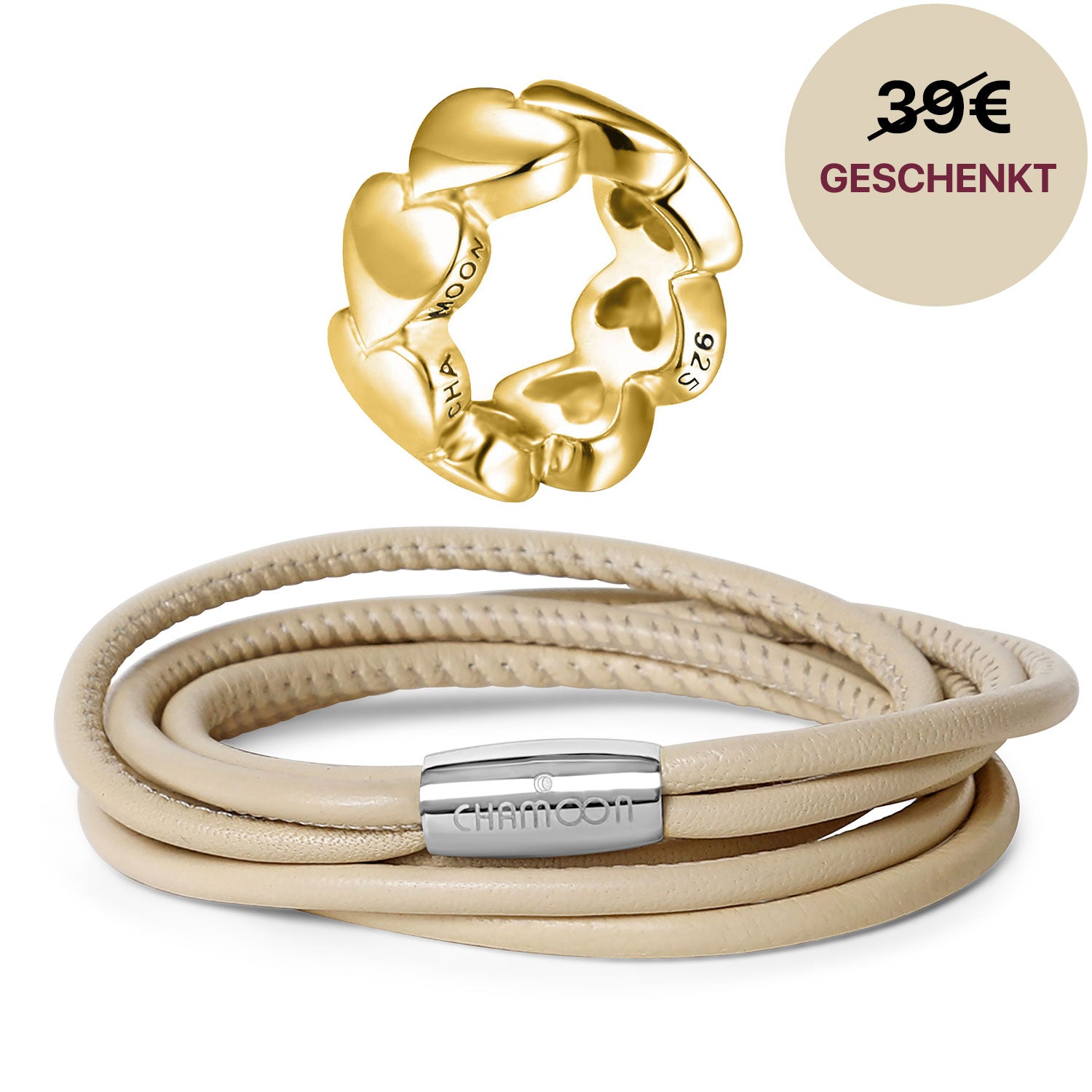 wickelarmband leder damen#Gratis Charm_Awesome Hearts Charm Gold