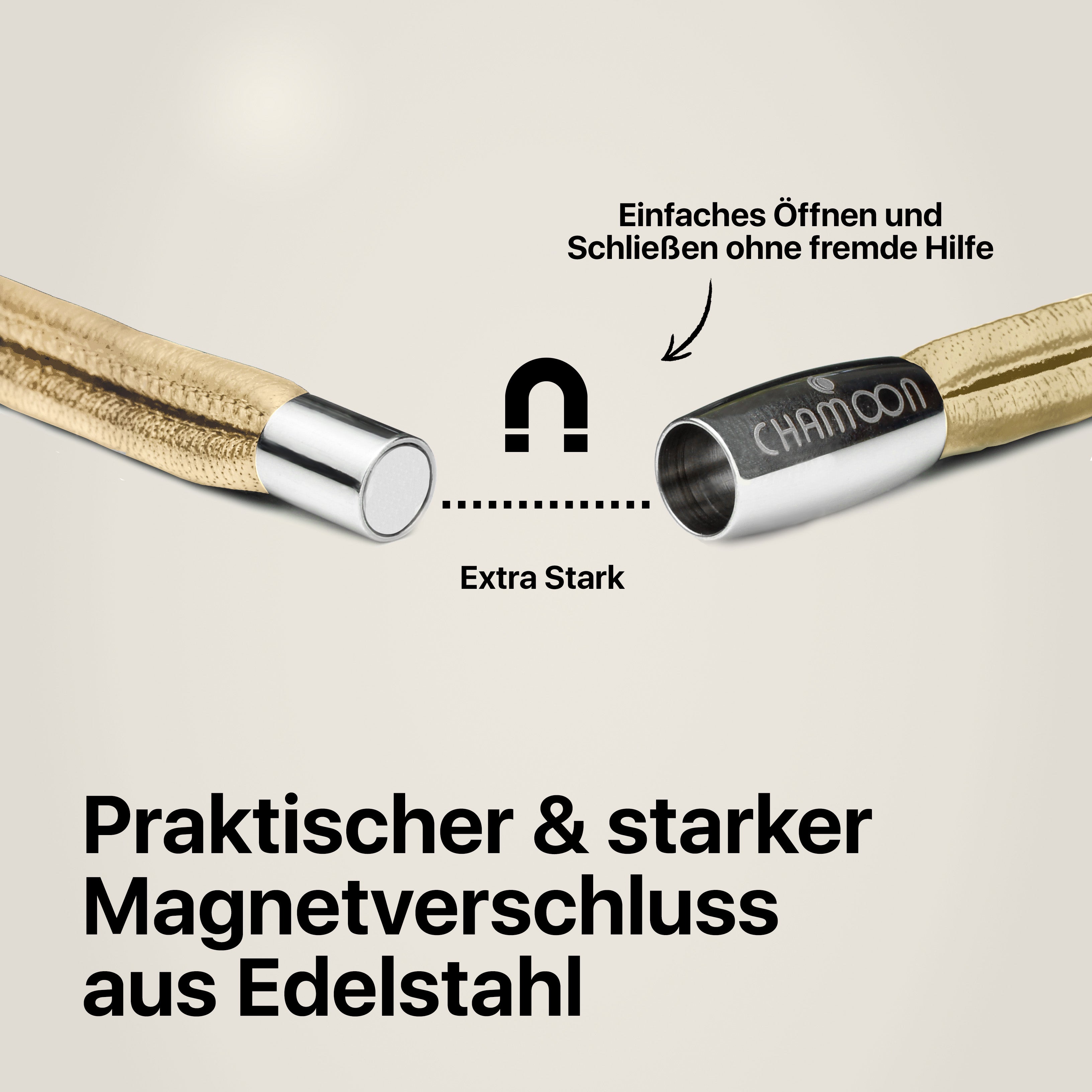 Armband Leder Damen Moonshine Beige TRIO Double