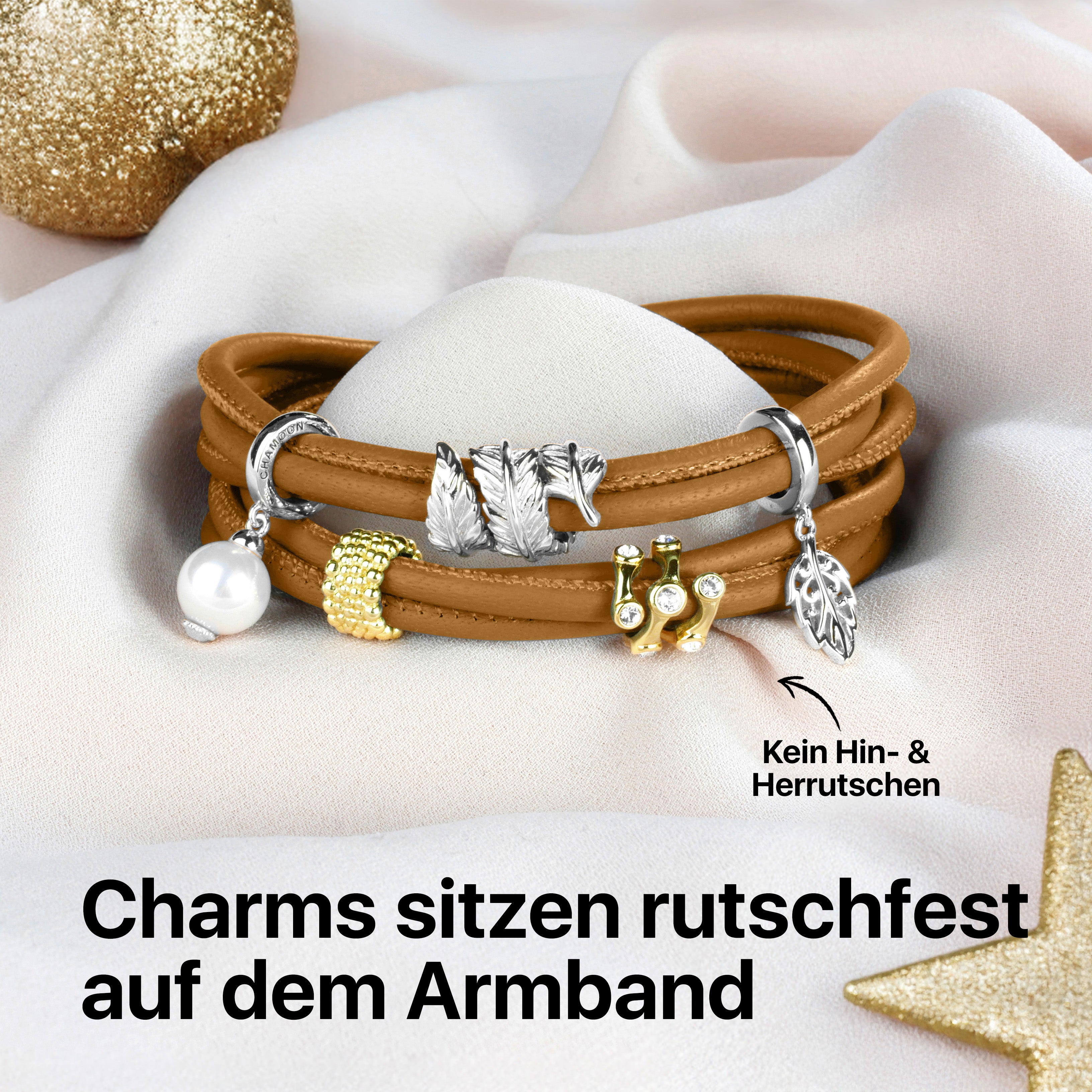 Startangebot: Lederarmband Marigold Braun + Charm geschenkt