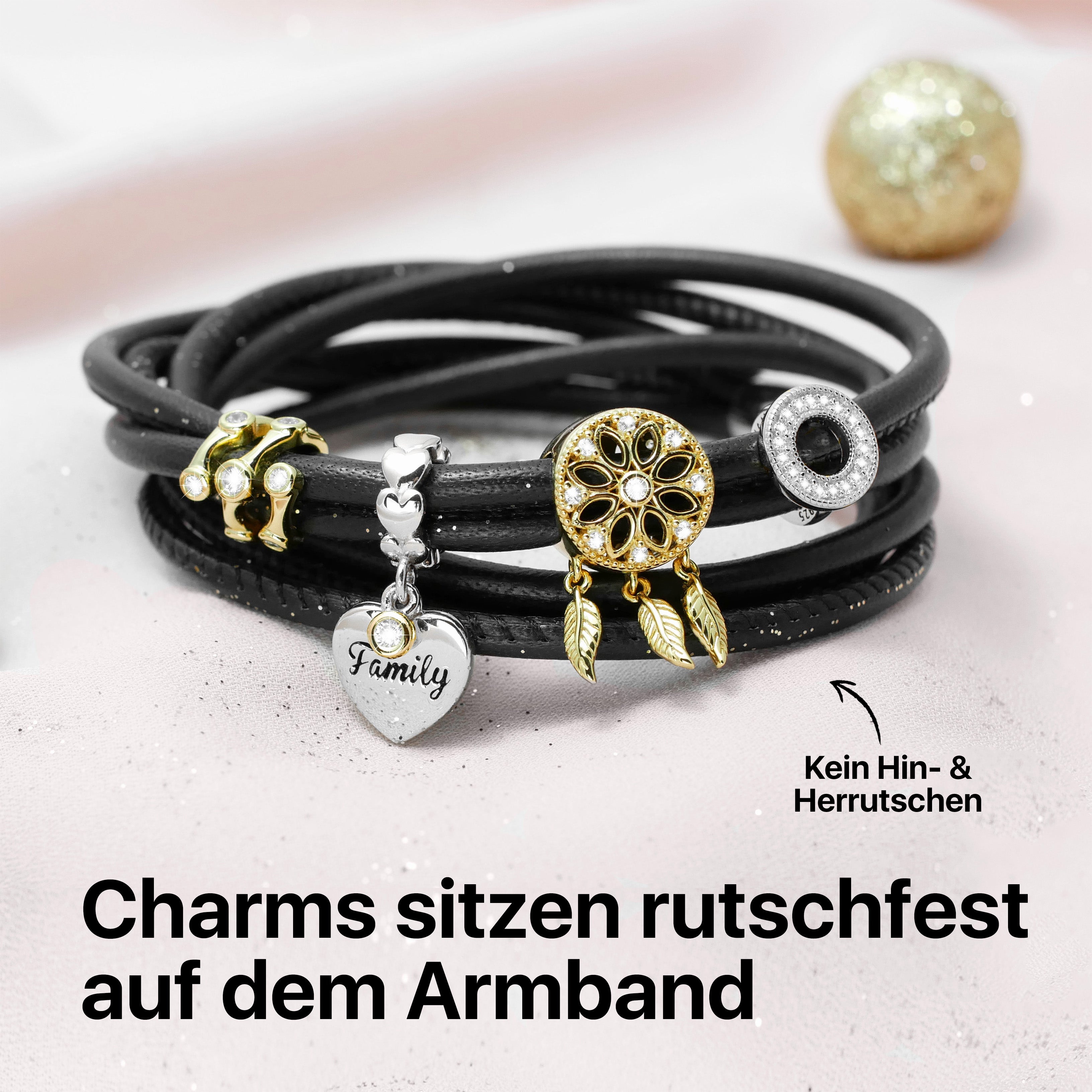 lederarmband damen charms rutschfest