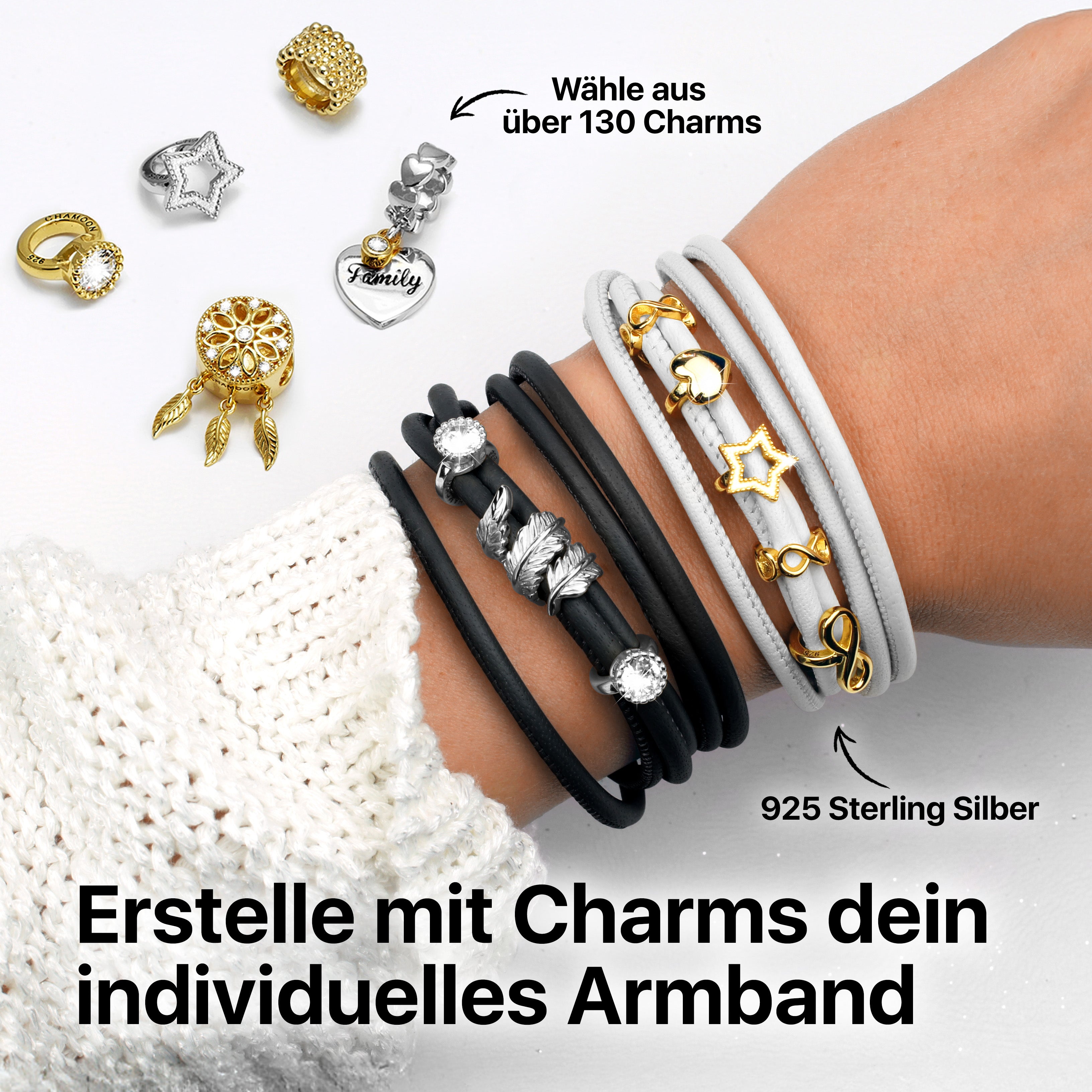 lederarmband damen charms