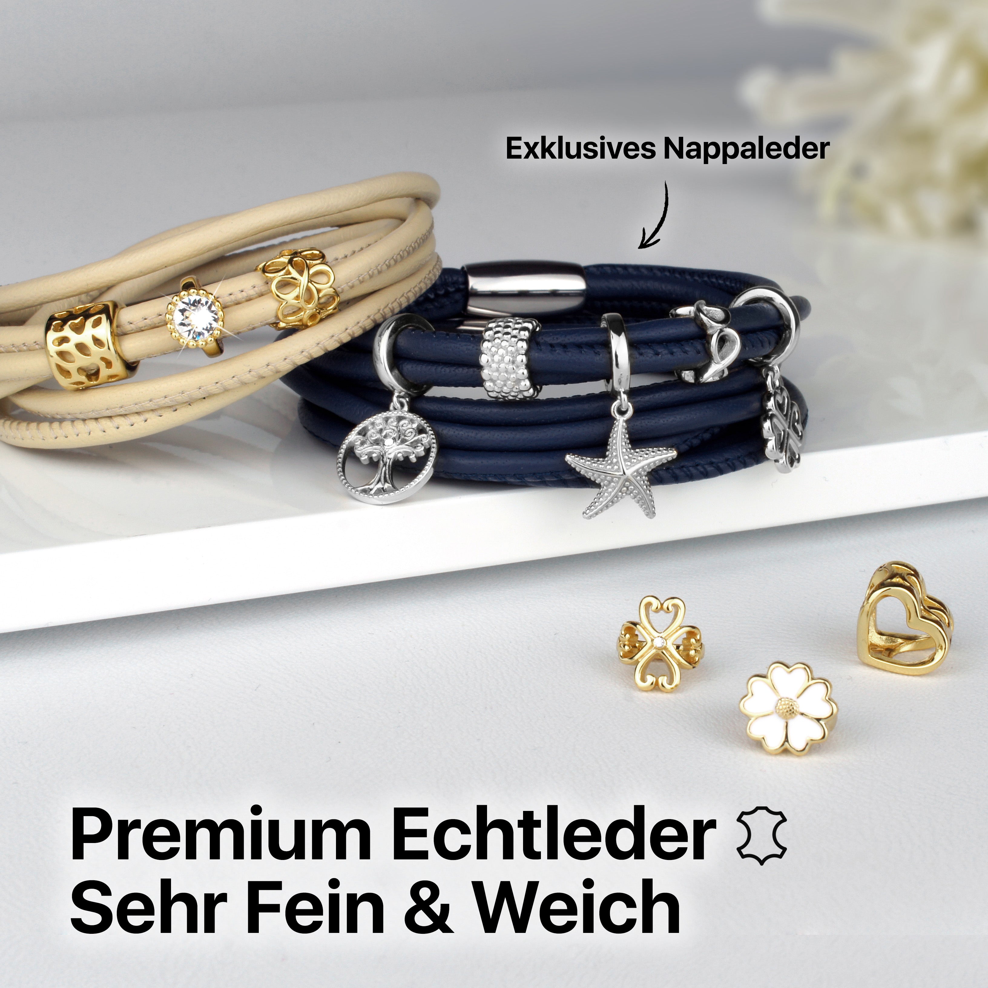 lederarmband damen dunkelblau