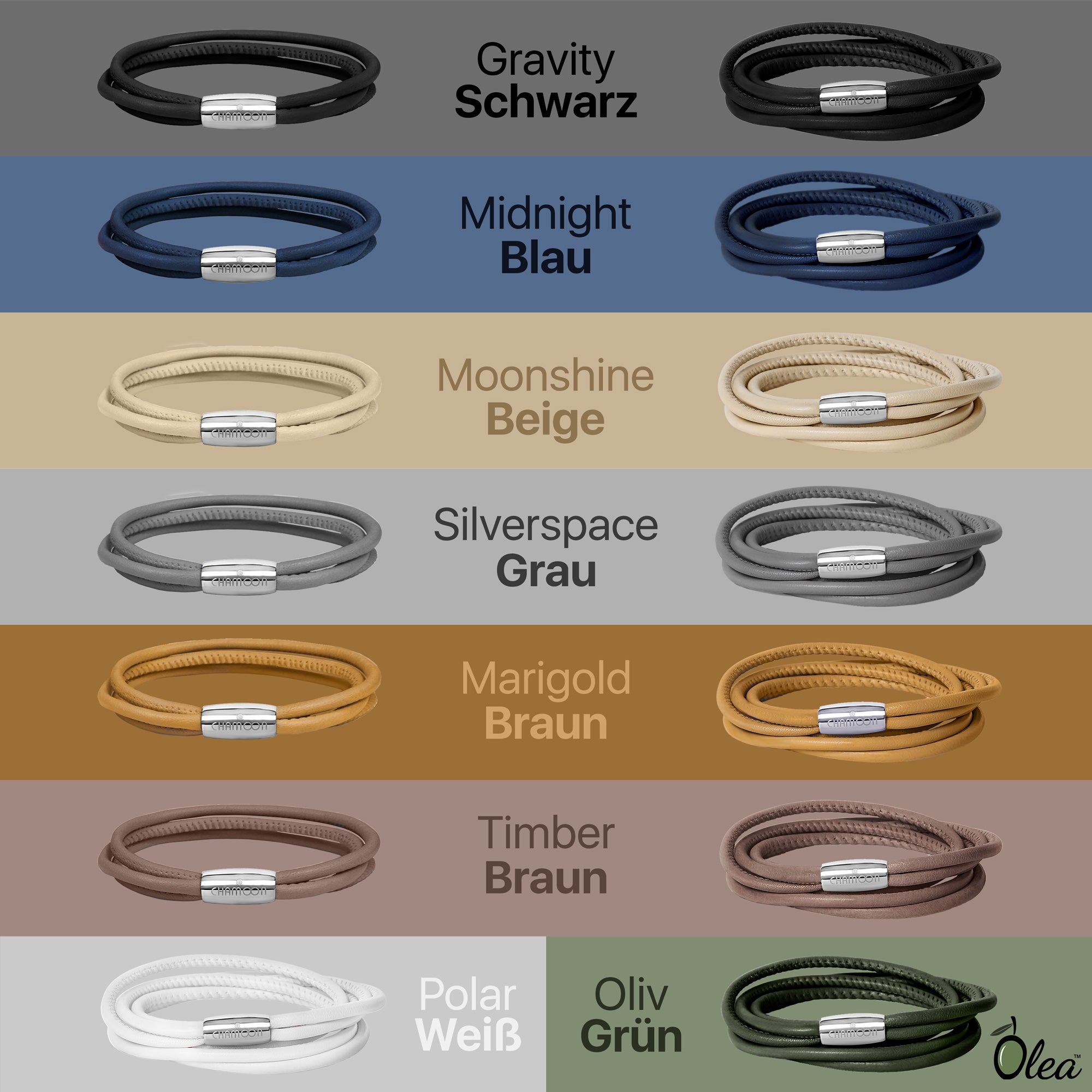 Lederarmband Damen Farben