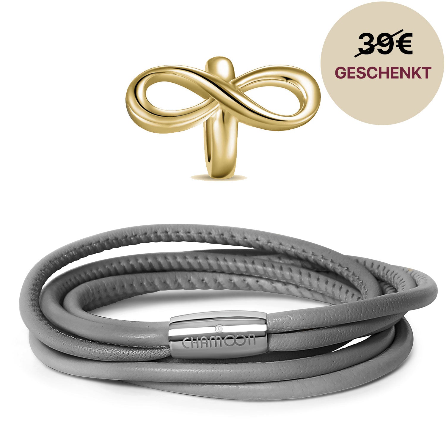 wickelarmband damen dunkelgrau#Gratis Charm_Limitless Charm Gold