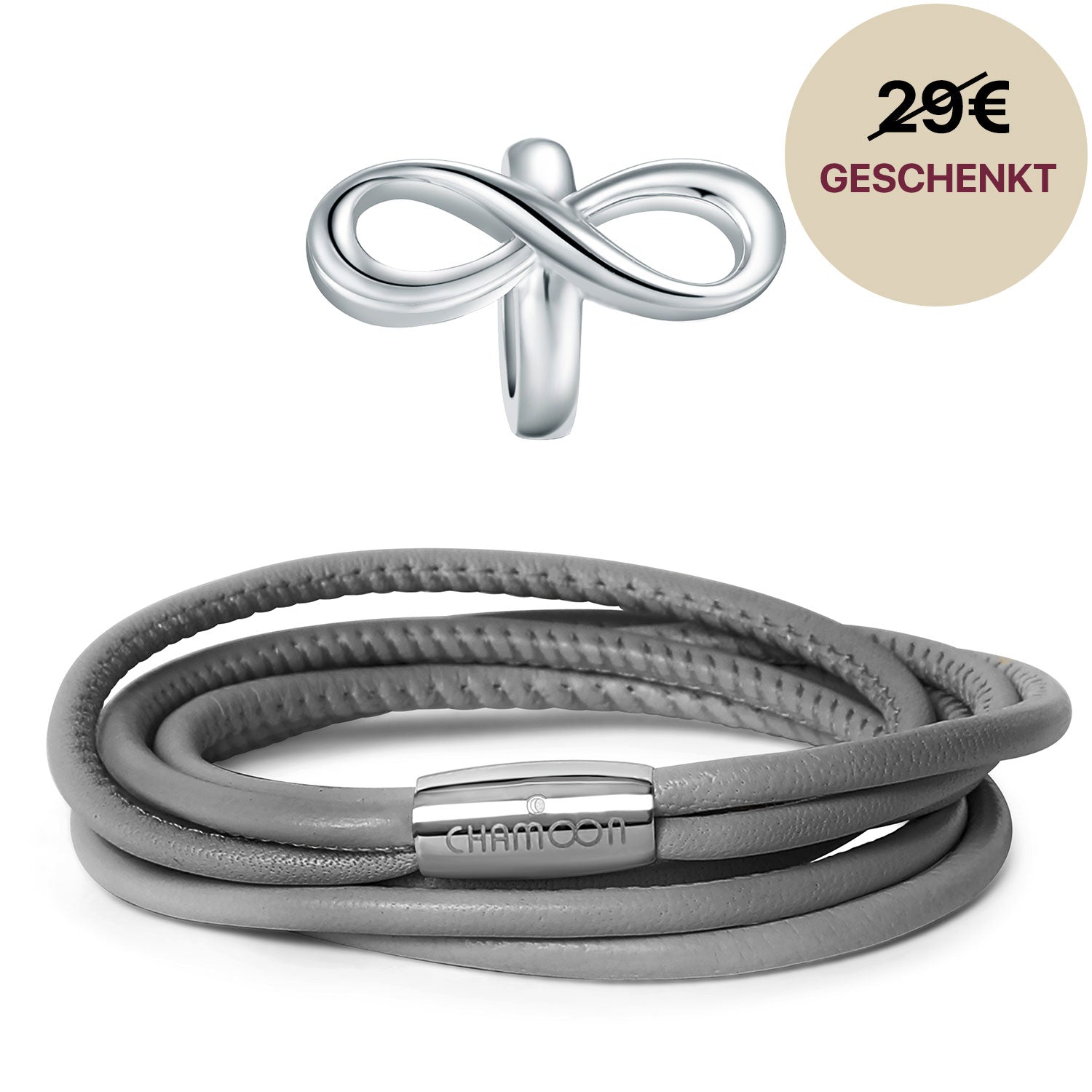 armband damen leder grau#Gratis Charm_Limitless Charm Silber