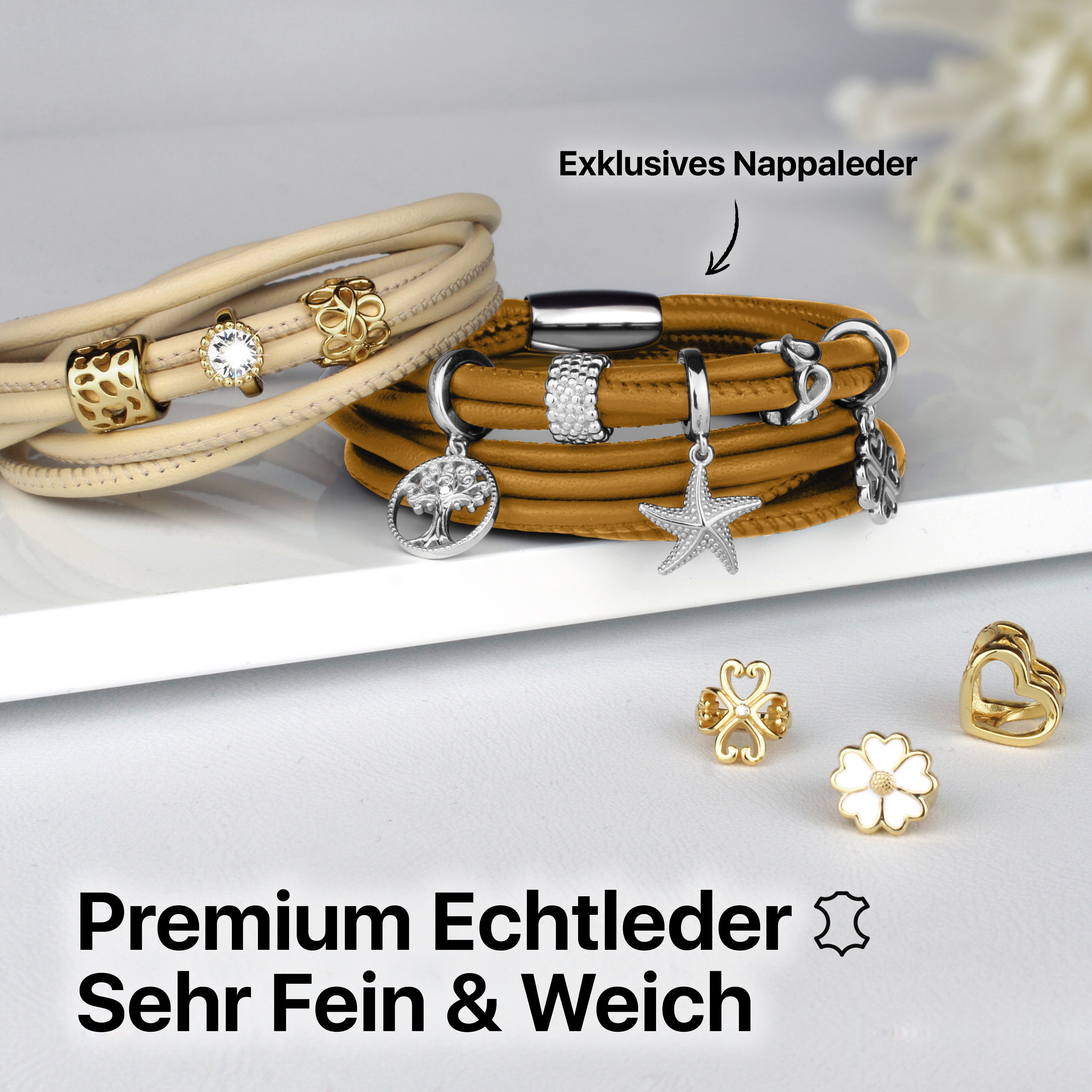 lederarmband damen marigold braun