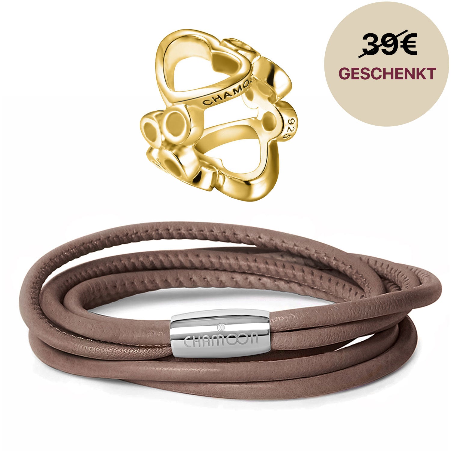 wickelarmband leder damen#Gratis Charm_Bubbles Charm Gold