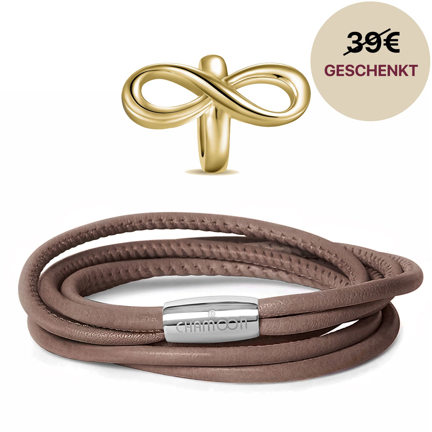 lederarmband damen braun#Gratis Charm_Limitless Charm Gold