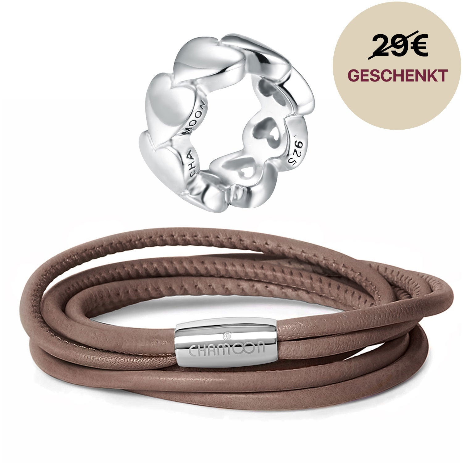 wickel lederarmband damen#Gratis Charm_Awesome Hearts Charm Silber