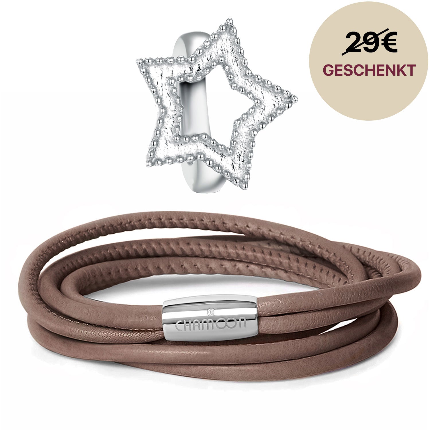 braunes lederband#Gratis Charm_Star Charm Silber