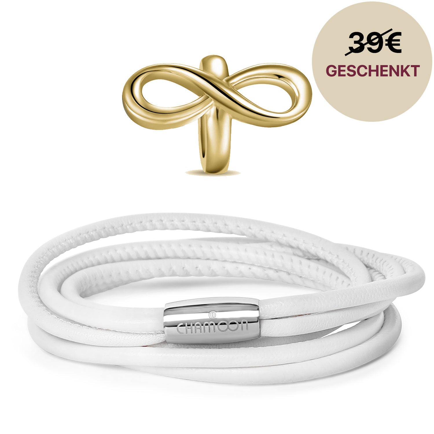 weißes armband#Gratis Charm_Limitless Charm Gold