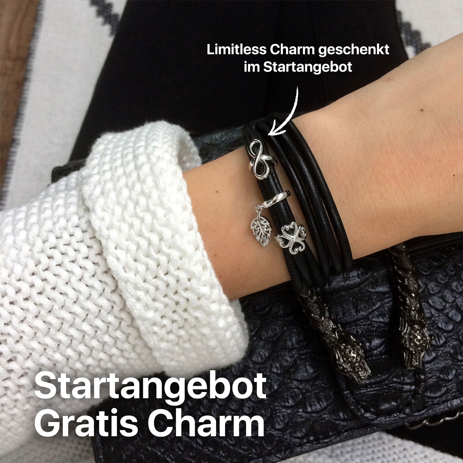 Lederarmband damen breit#Gratis Charm_Limitless Charm Silber