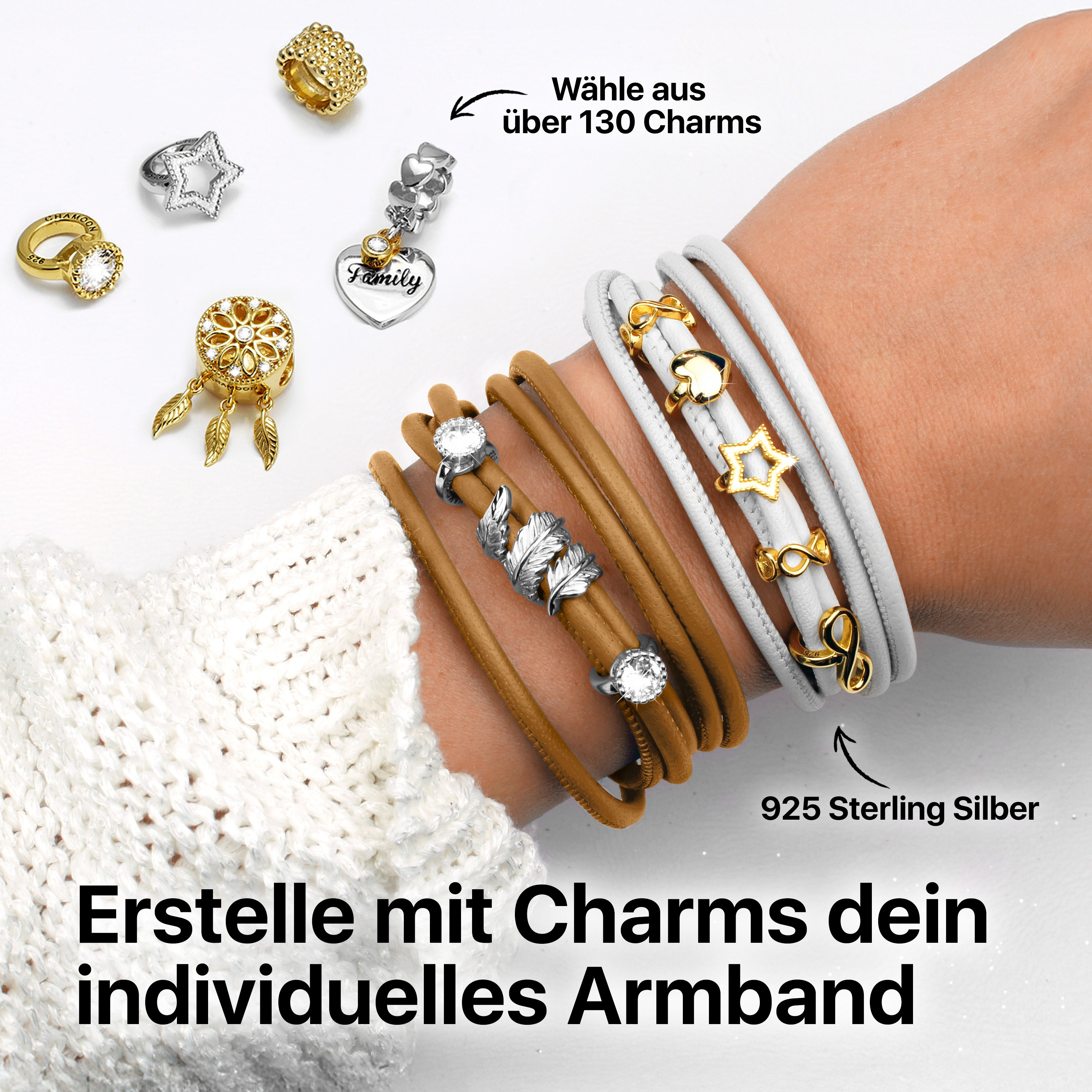 wickelarmband leder marigold braun charms