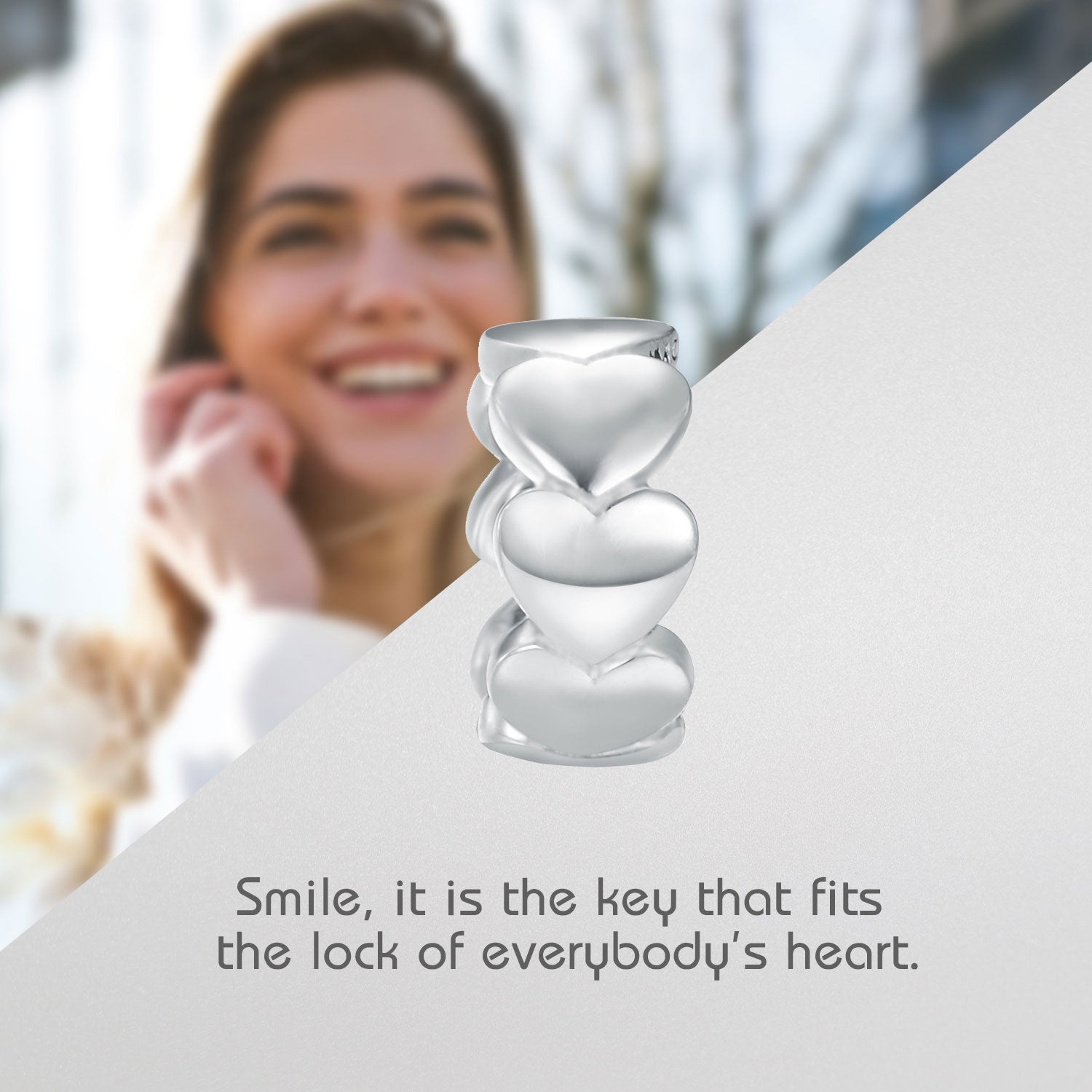 Awesome Hearts Charm Silber