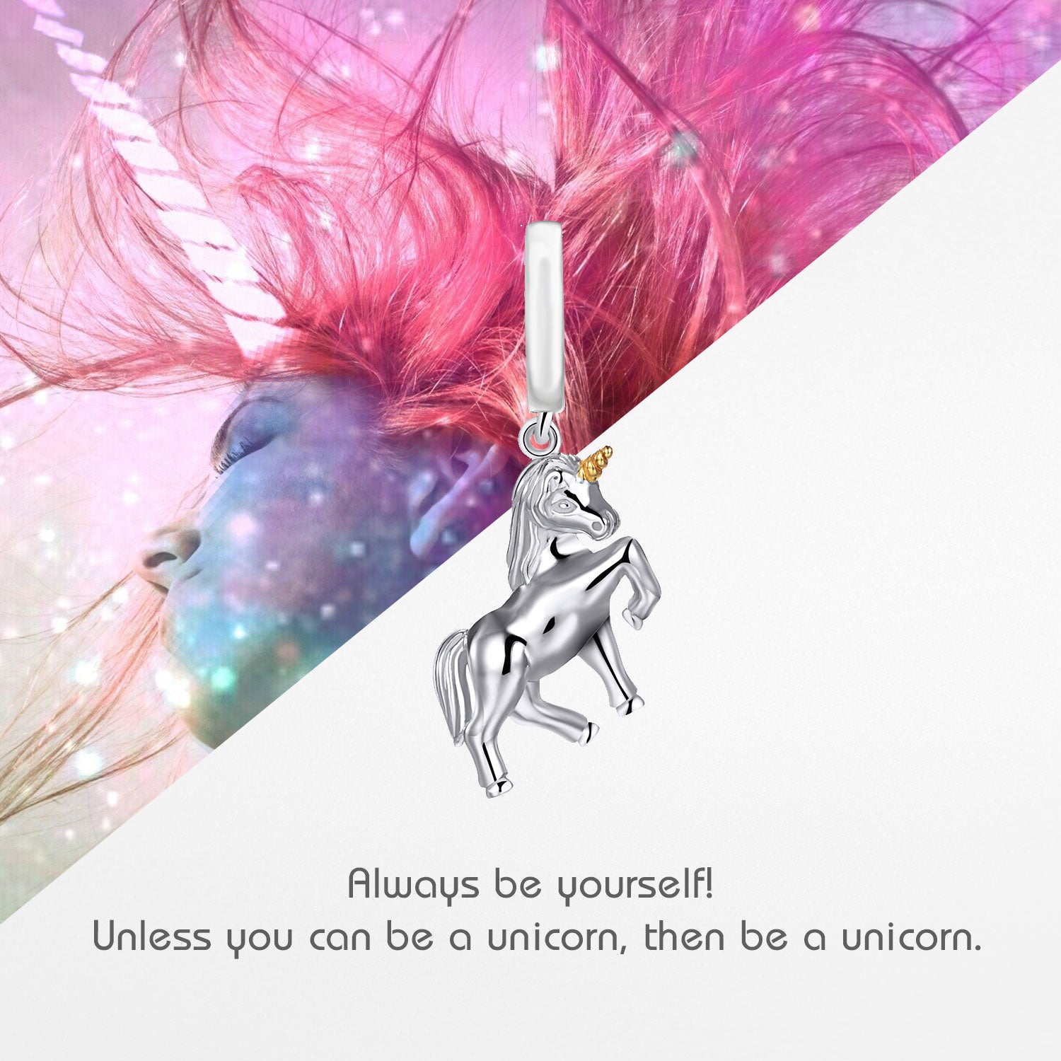 Unicorn Charm-Anhänger Silber