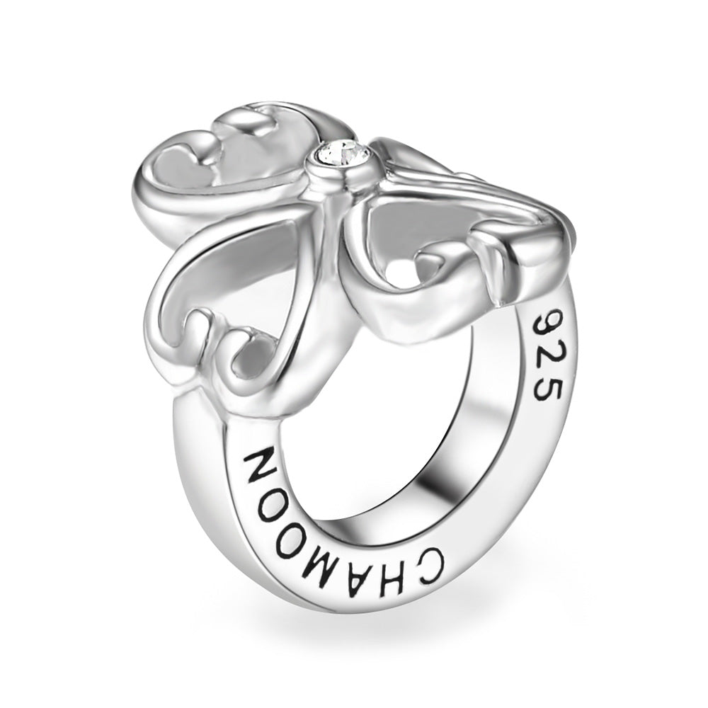 Cloverleaf Heart Charm Silber