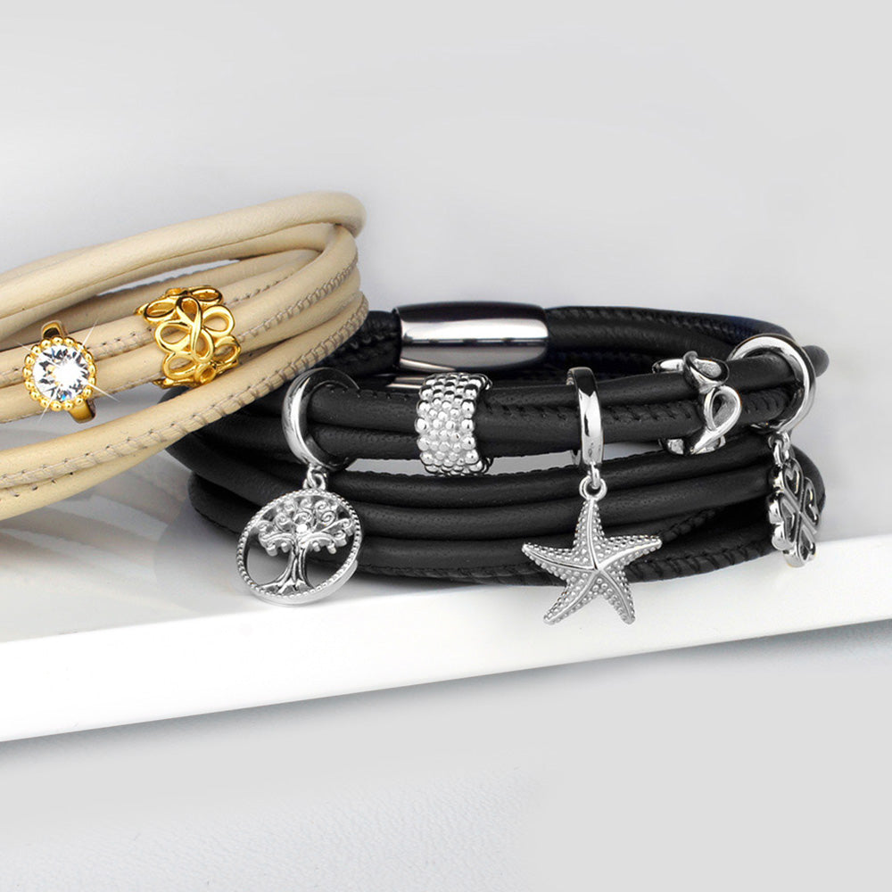 White Crystal Charm vergoldet