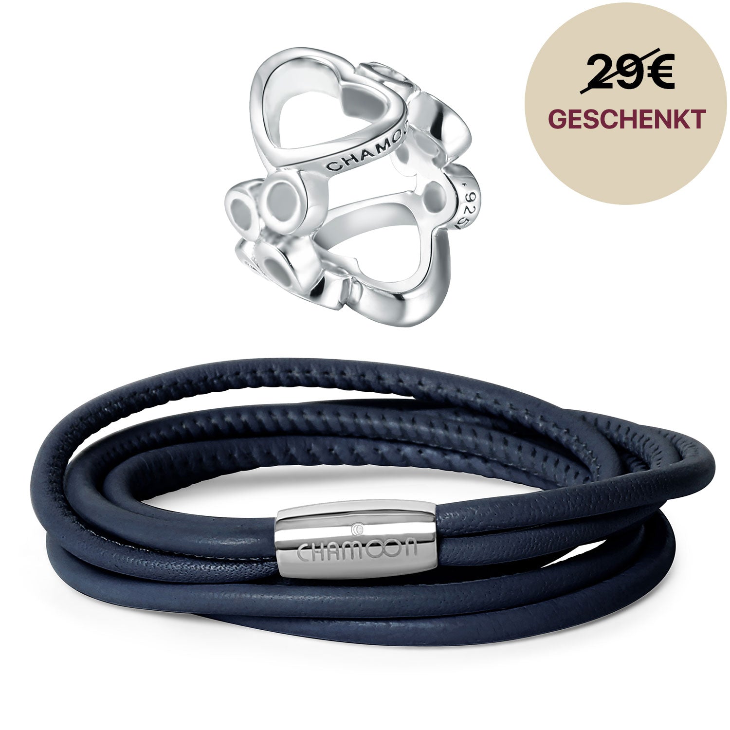 blaues lederarmband damen#Gratis Charm_Bubbles Charm Silber