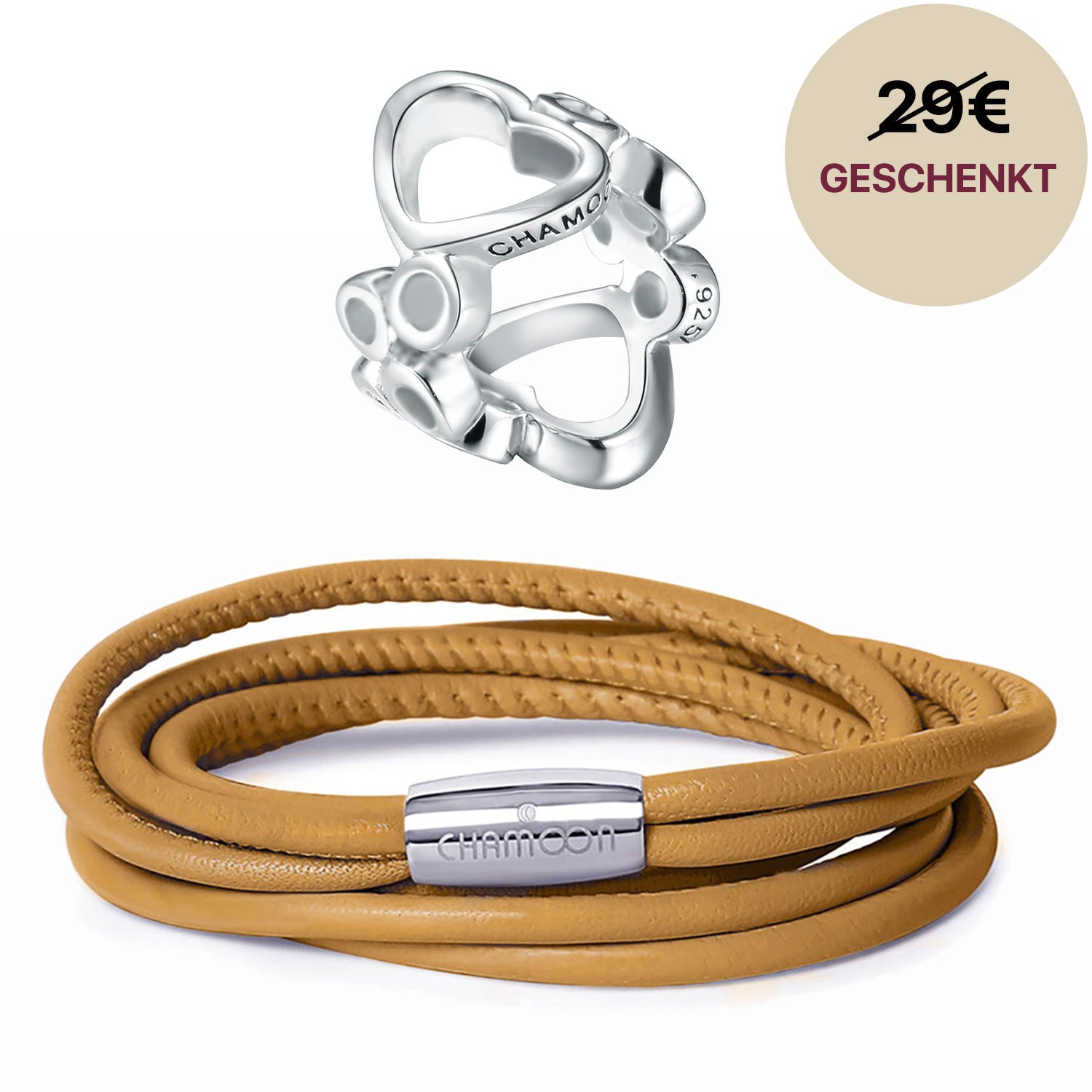 lederarmband braun#Gratis Charm_Bubbles Charm Silber
