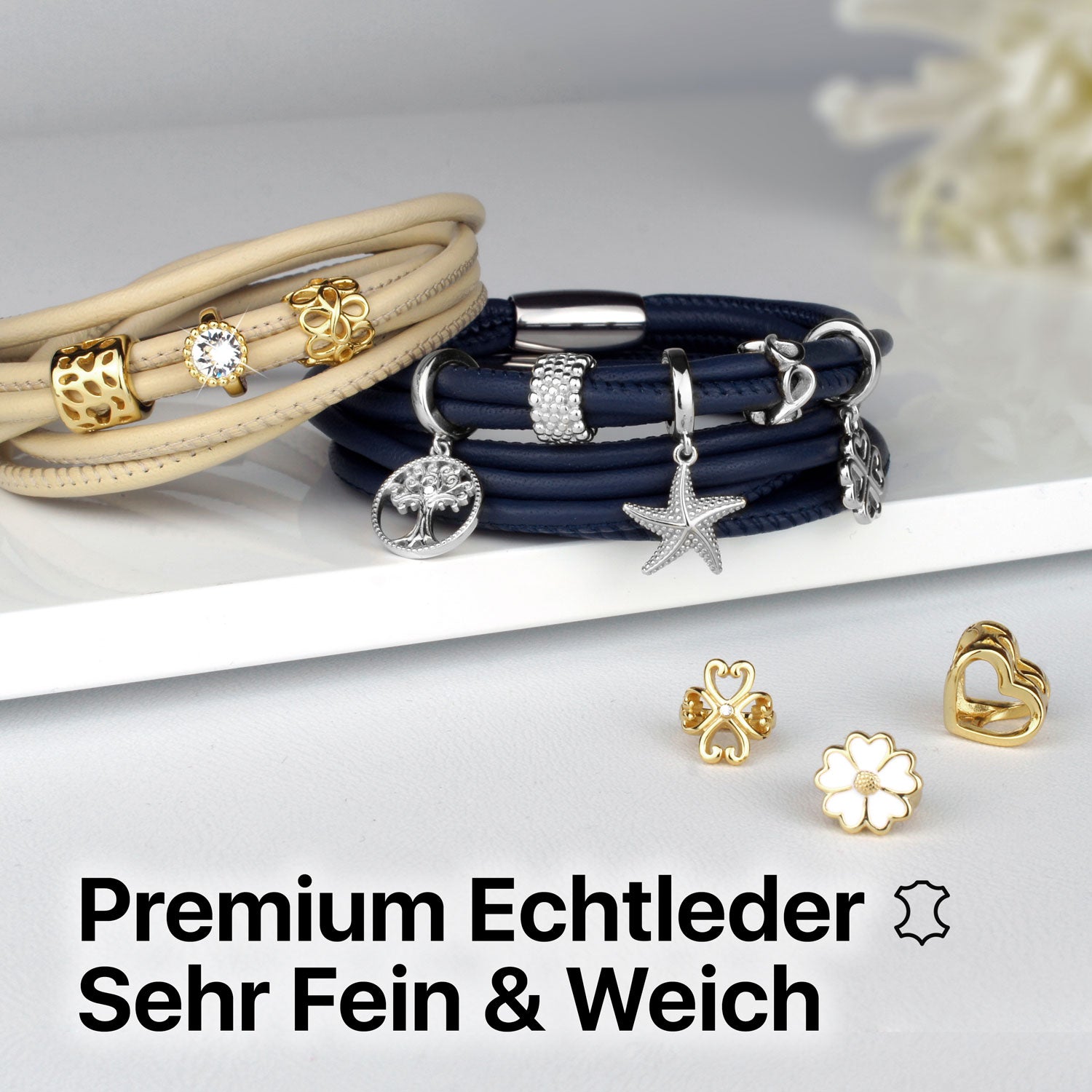 Lederarmband Damen Blau