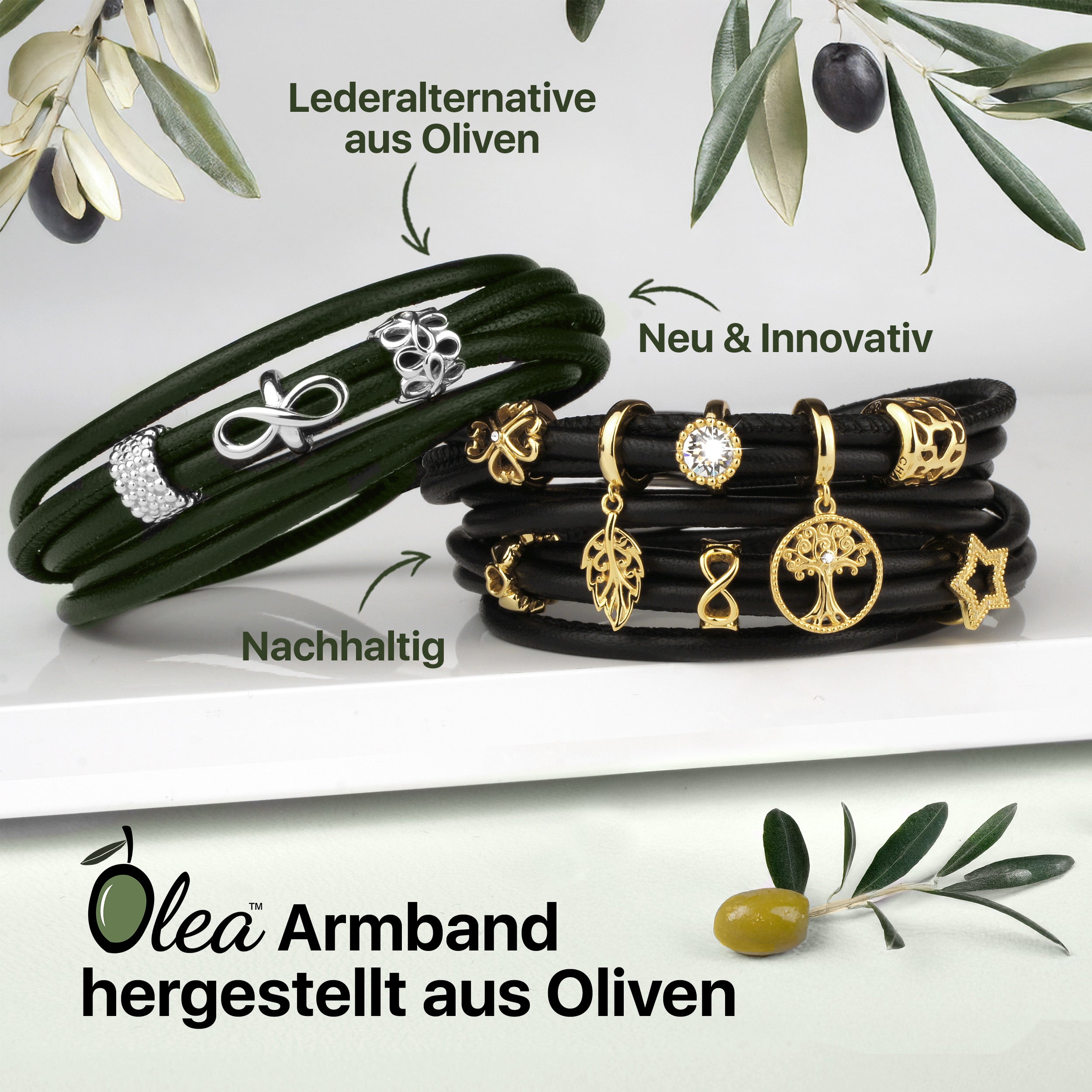 lederarmband-damen-schwarz-oliven