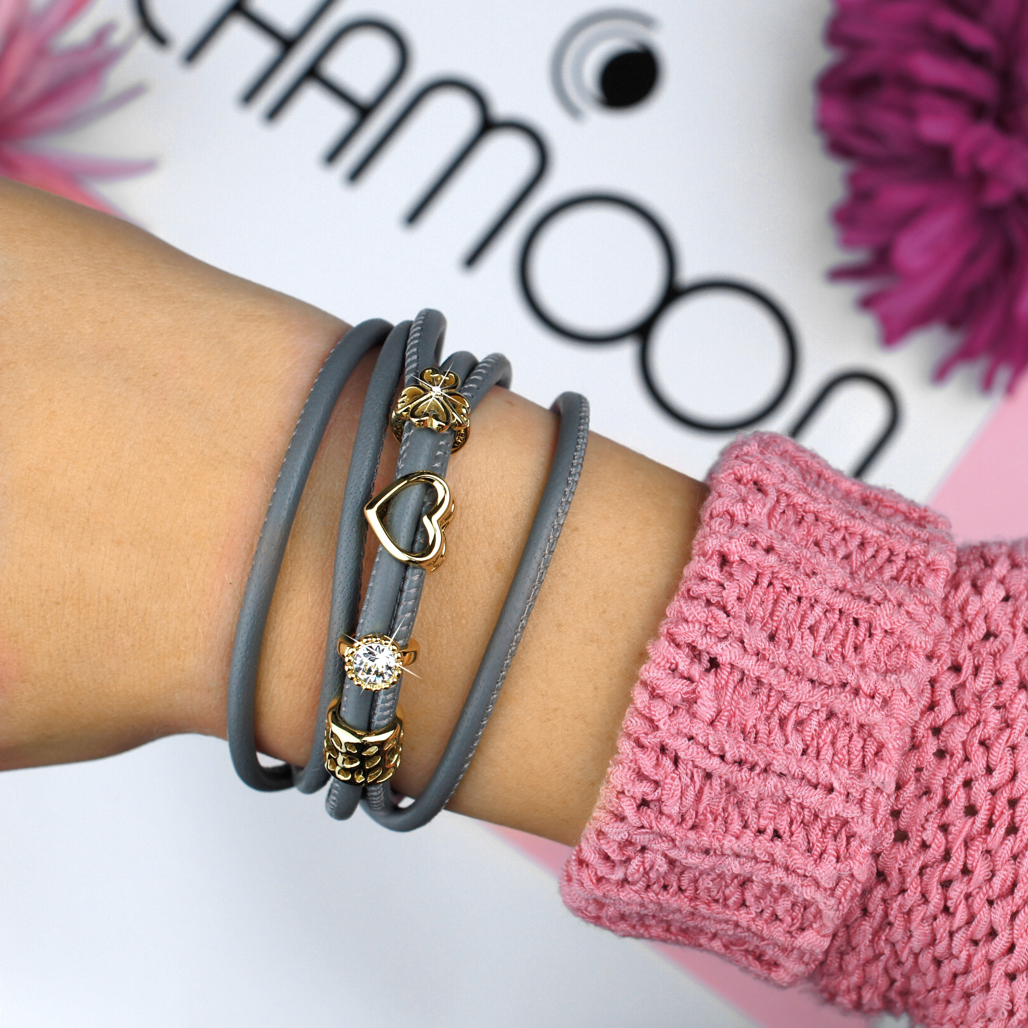 Armband Damen Leder in Grau