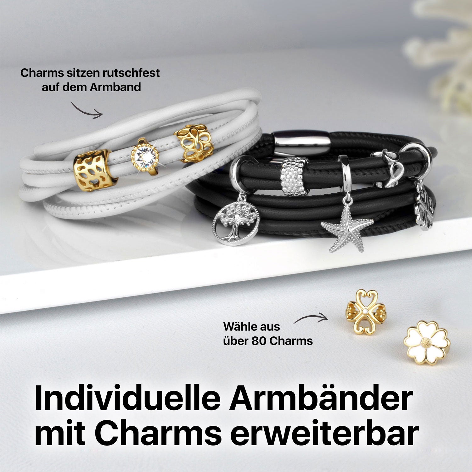 lederarmband damen weiss