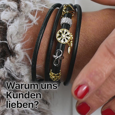 Lederarmband grau gewickelt