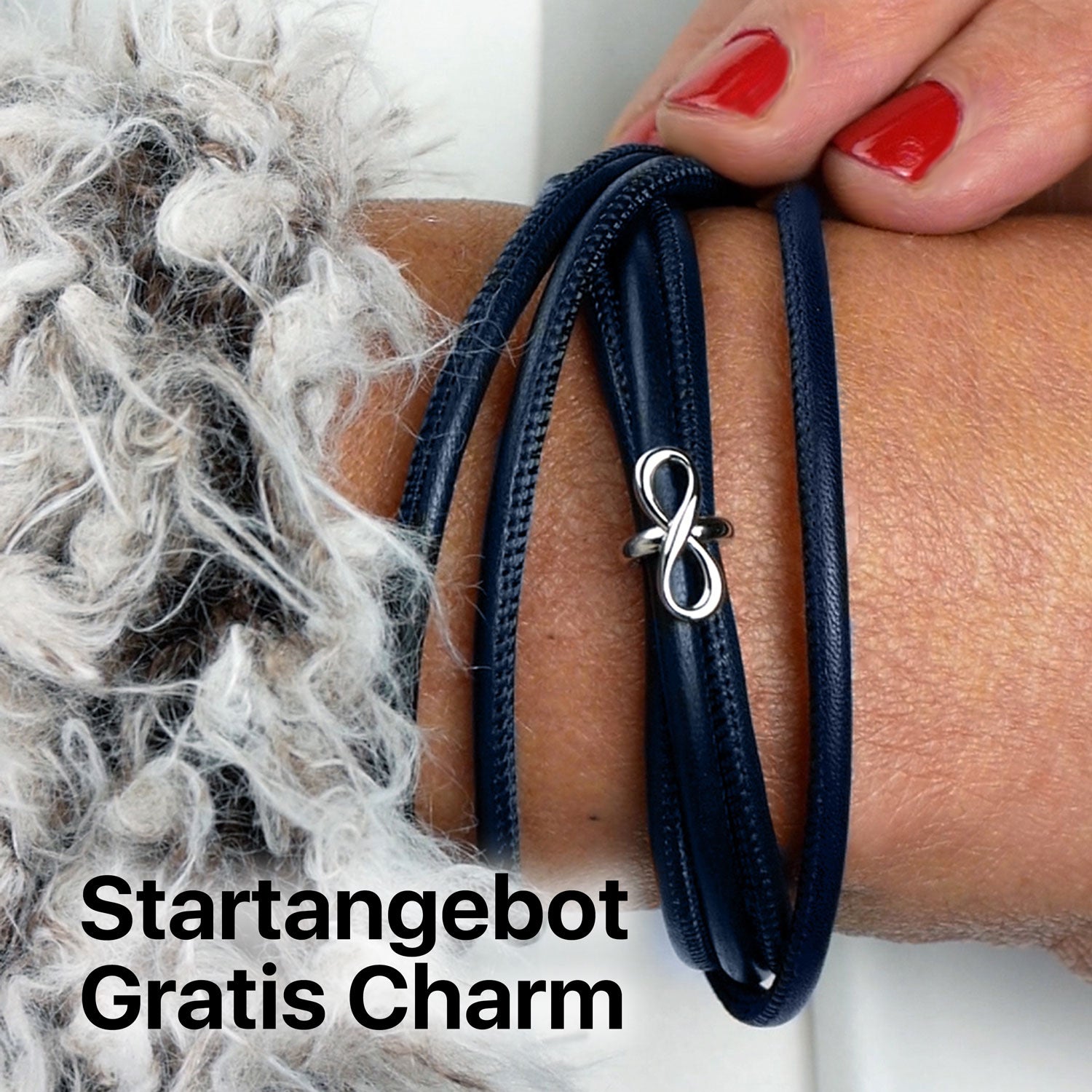 Lederarmband damen Schmal#Gratis Charm_Limitless Charm Silber