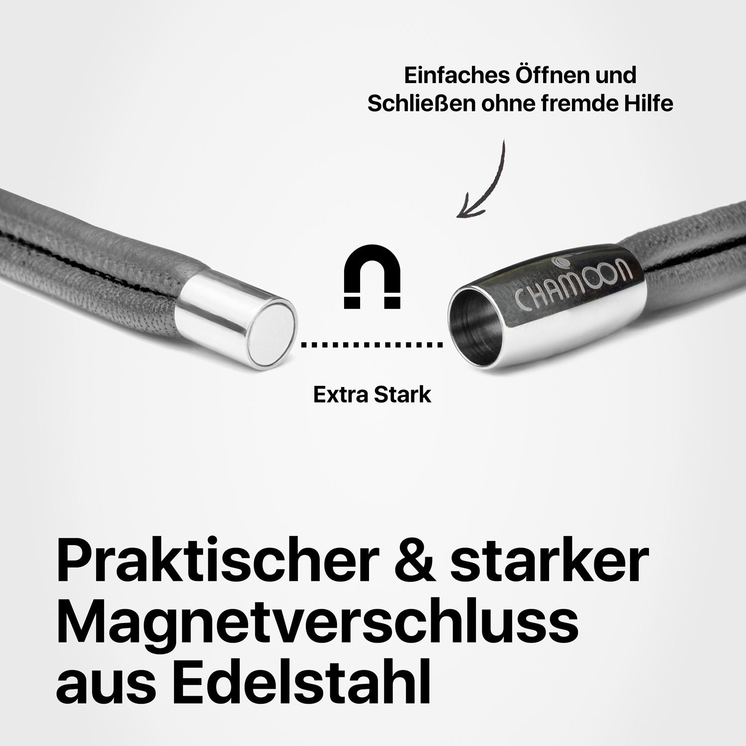 Lederarmband Grau Verschluss