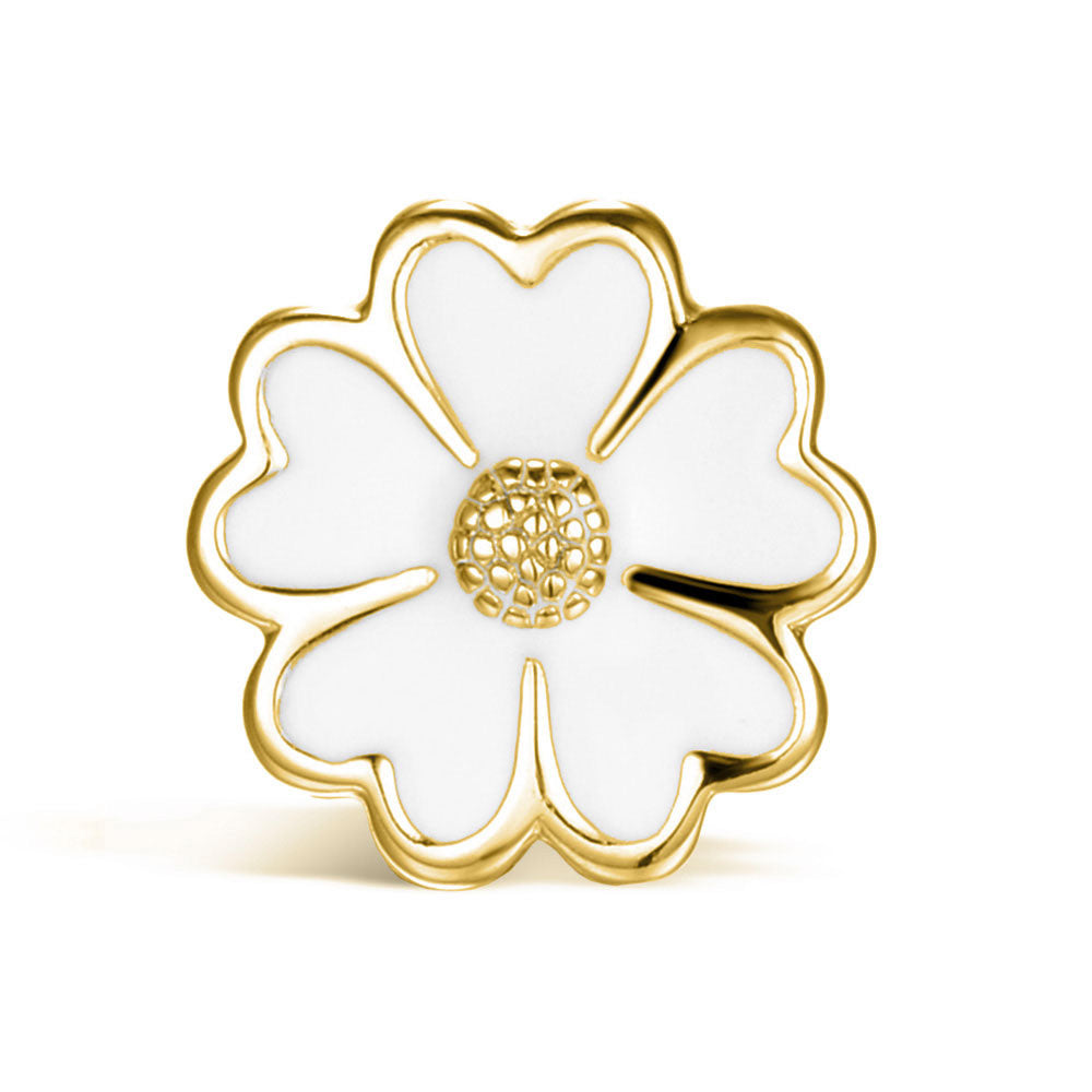 White Enamel Flower vergoldet