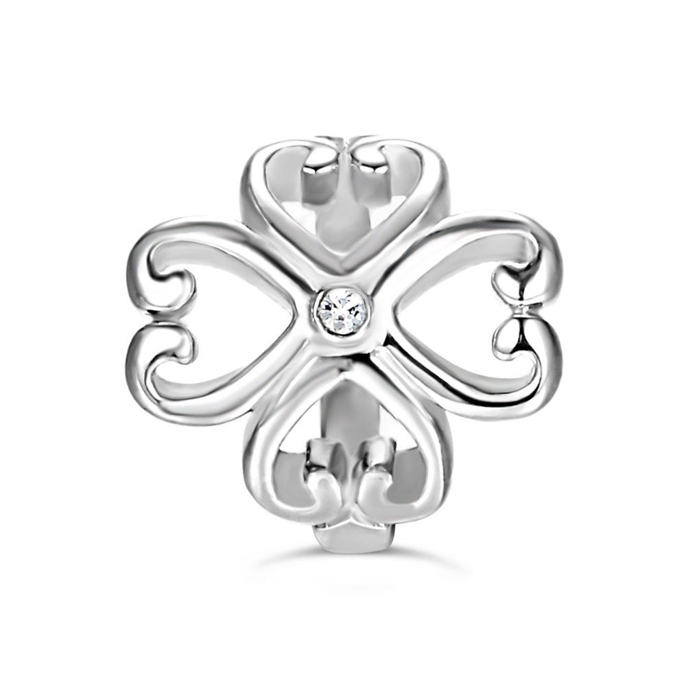 Cloverleaf Heart Charm Silber